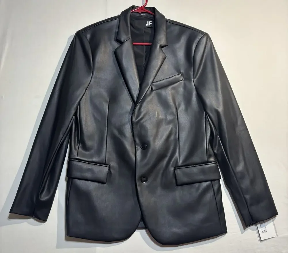 🖤 NWT J. Ferrar Men’s Medium Black Faux Leather Blazer Jacket MSRP $168
